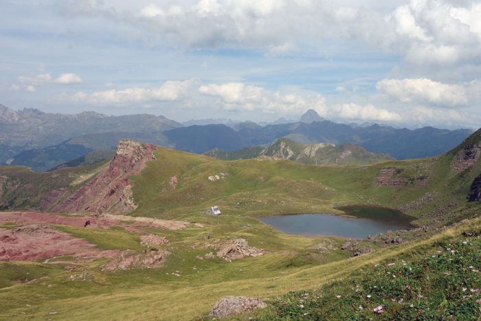 Arlet hostel and lake, seen from the Col d’Arlet