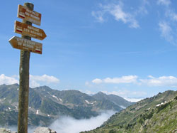 Signpost at the Porteille des Bésines on the Pyrenean Way